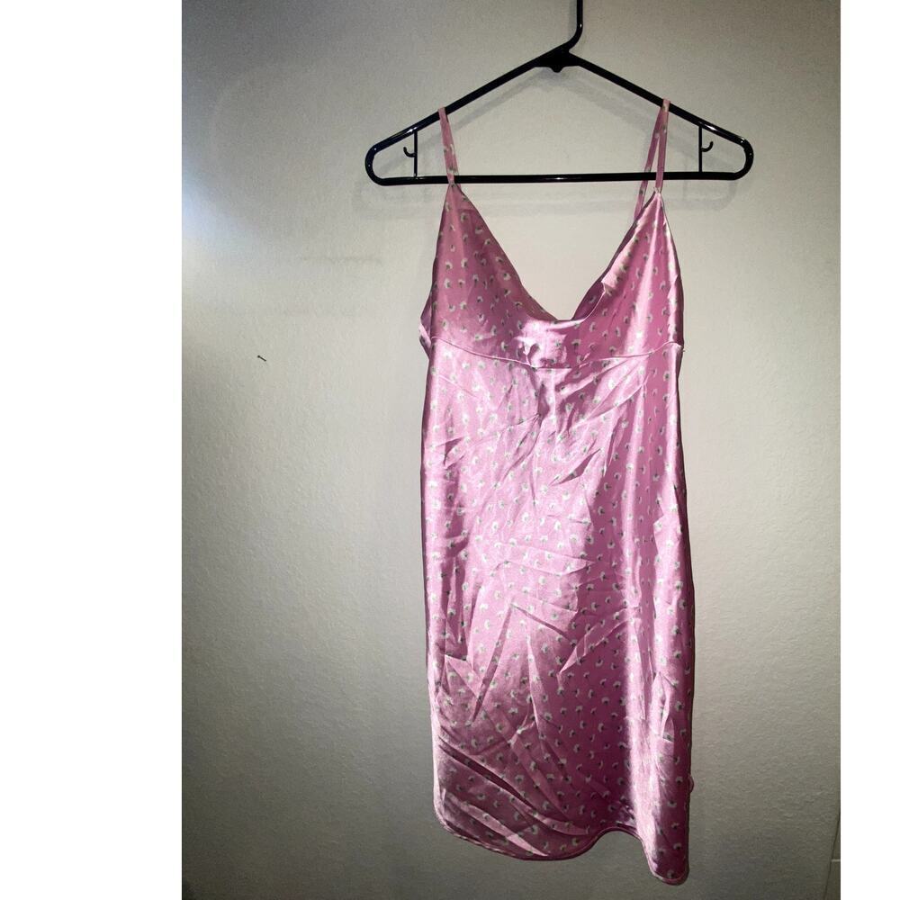 Zara Womens Pink Floral Satin Mini Babydoll Dress Size XS - Picture 2 of 5